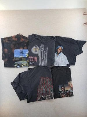 Lot Of 5 Band T Shirts Black Led Zeppelin Lynyrd Skynyrd Tupac Ice Cube Modern - Image 1 of 4