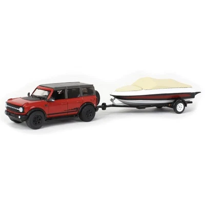 1/64 Ford Bronco Wildtrak w/ Boat Trailer Hitch & Tow 23 Greenlight 32230-D - Image 1 of 4