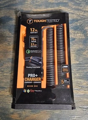 Tough Tested 12ft Heavy Duty  75%  Faster 2.1 Amp Micro Pro+ Charger  - Image 1 of 2