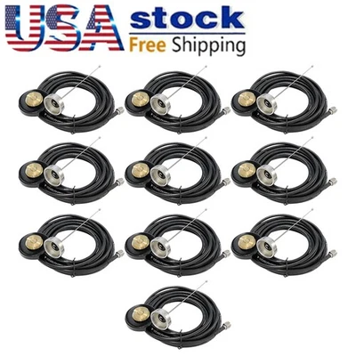 Juego de 10 antenas de montaje magnético NMO con mini enchufe UHF para radio móvil 380-520 Foto 1 de 4