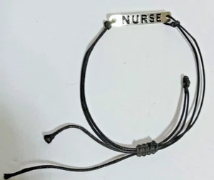 Nurse Electrocardiogram Bracelet  Black Cord Chinese Knot - Picture 1 of 4
