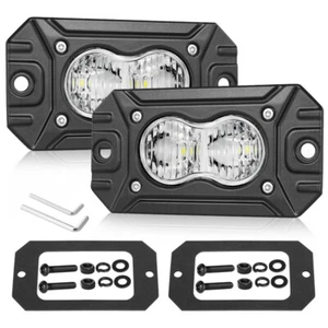 2X 4" 40W Flush Mount LED Lights Pods Backup Reverse Rear Bumper Off Road 4WD - Picture 1 of 15