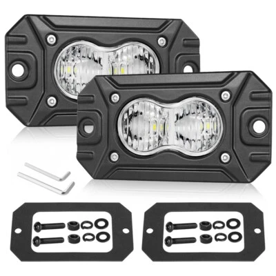 2X 4" 40W Flush Mount LED Lights Pods Backup Reverse Rear Bumper Off Road 4WD - Image 1 of 4