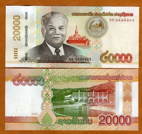Lao / Laos, 20,000 (20000) Kip, 2020 (2022), P-New, AA-Prefix UNC Cover