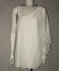 Stacy Adams Cocktail Evening Blouse Rhinestones Flutter Sleeve Size 14 Stunning - Picture 1 of 3