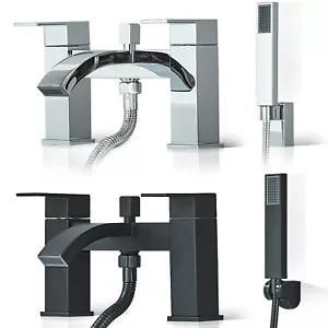 Bath Taps with Shower Bathroom Tub Taps Dual Lever Mixers Monobloc Faucet Filler - Picture 1 of 33
