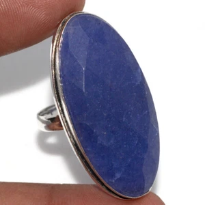 925 Silver Plated Simulated Blue Sapphire Ethnic Ring Jewelry Size Us 9 JW - Picture 1 of 3