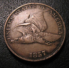 ALTE US-MÜNZEN 1857 HOCHGRADIGER FLIEGENDER ADLER CENT PENNY SCHÖNHEIT SCHNEE 16