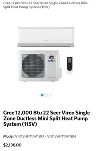 gree split air conditioner heat 12,000 Btu/h - Picture 1 of 7
