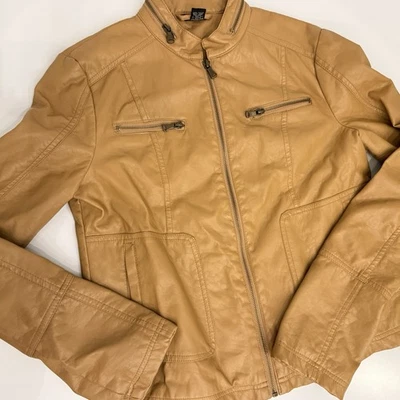 Y2K Vintage Rue21 Imitación Cuero Motociclista Chaqueta Mujer Grande Marrón Foto 1 de 3