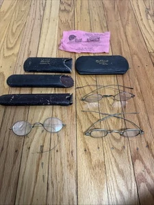Lot 3 VTG Antique Eye Glasses Spectacles Cases Oval Round TAW Bean Reimold - Picture 1 of 21