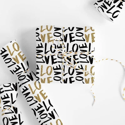 Valentine'S Day Wrapping Paper - Mini Roll - 17 in X 32.8 Ft Love Print Black Go - Image 1 of 4