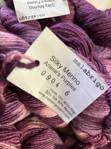 Malabrigo Silky Merino Yarn Arlene’s Purples 150 Y 50gr  1 Skein  10 Av READ Des - Picture 1 of 6