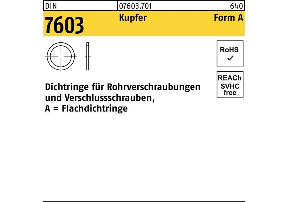 Reyher Flachdichtring DIN 7603 8 x14 x1 Kupfer