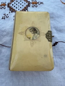 Antique Catholic Mini Prayer Book Celluloid? Crucifix 1929 AS IS Estate - Picture 1 of 13
