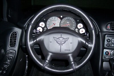 Genuine Black Perforated Wheelskins AXX Leather Steering Wheel Cover For Ford - Image 1 of 4