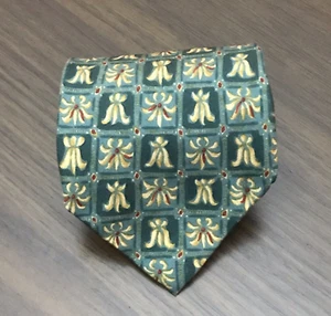 JOSEPH ABBOUD Collection Framed Geometric Blue Green Tie Silk Made In Italy - Picture 1 of 9
