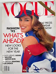 Revista Vogue enero 1992 Cindy Crawford de Patrick Demarchelier. En muy buen estado - Imagen 1 de 5