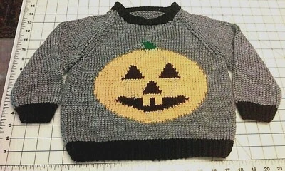 Nuevo Suéter Pullover Jack O' Lantern Manga Raglán para Niños Tejido a Mano 12M a 5T Foto 1 de 4