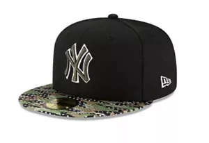 New Era New York Yankees Black Camo 59FIFTY Fitted Hat Size 7 1/8 Star Visor - Picture 1 of 4