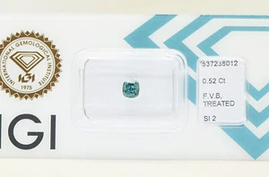 Cushion Cut Diamond Fancy Blue Color Loose Enhanced 0.52 Carat SI2 IGI Certified - Picture 1 of 7