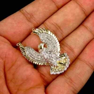 14k Yellow Gold Plated Silver 2Ct Round Lab Created Diamond Eagle Shape Pendant - Picture 1 of 5