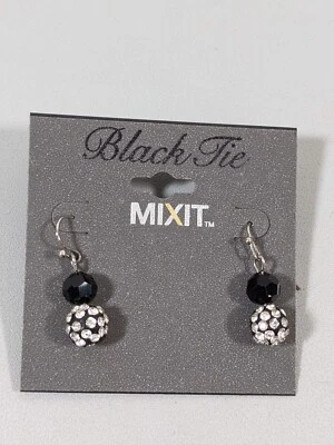 MixIt черный галстук серебристого тона черный стеклянный хрустальный шар подвеской крюк серьги пирс - Изображение 1 из 4