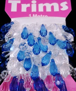 Disfraces para coser pantallas de costura gotas azules/claras facetadas de 1 m con adornos con cuentas - Imagen 1 de 2