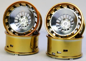 Tetsujin Wheel COMBO Bowler Chrome + Gold Chrome Lip 3/6/9 Offset (4PCS) TT-8307 - Picture 1 of 4