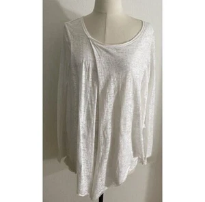 Sundance Katalog meliert weiß Poly Baumwolle Langarm Top Damen S - Bild 1 von 9