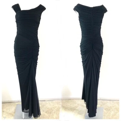 Vintage Cache 90s  Black sheer mesh stretch bodycon evening Dress gown Sz M - Image 1 of 4
