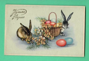 Easter RABBIT AND EGG VINTAGE POSTCARD 165 - Picture 1 of 2