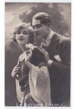 1927cartolina fotografica romantica d'epoca DEGAMI coppia di innamorati vintage