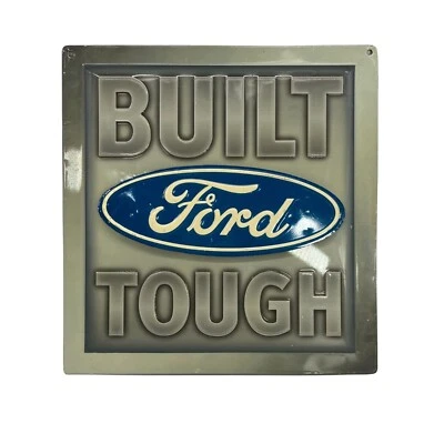 Built Ford Tough Embossed Sign Open Road Brands Metal 12" x 11 1/2" - Image 1 of 4