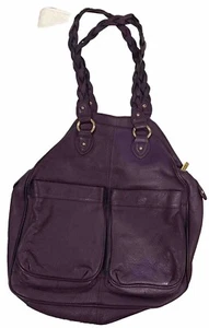 Schöne BODHI Kieselleder Schultertasche Schultertasche Geldbörse Gold Lila Pflaume - Bild 1 von 8