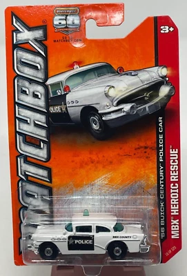 2012 Matchbox White '56 Buick Century Police Car MBX Heroic Rescue 18/120 - Image 1 of 4