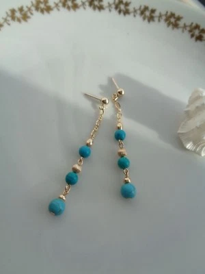 Türkis Ohrringe, 585 Gold Filled - Bild 1 von 4