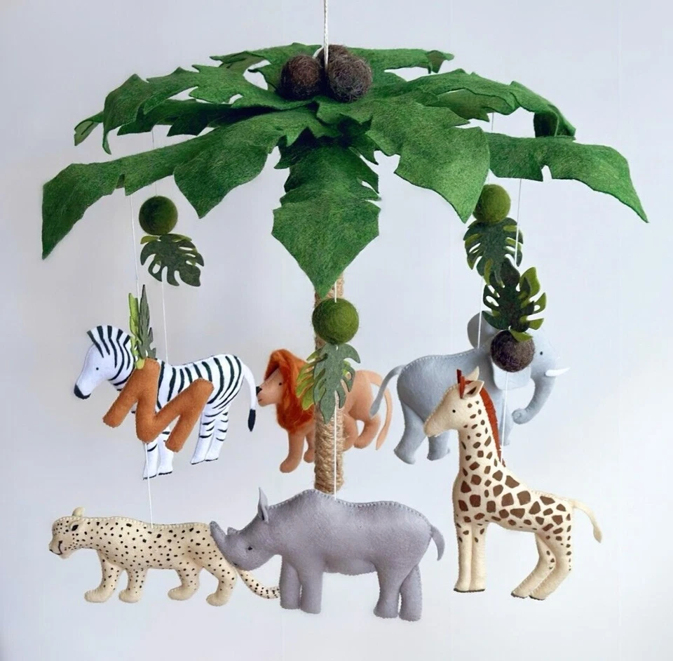 Safari bebê móvel, berçário móvel girafa, zebra, leão, rinoceronte, elefante - Imagem 1 de 4