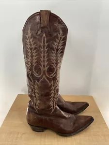 OLD GRINGO Mayra Marrón Alto Hasta la Rodilla Calce Relajado Vaquera Botas Occidentales Talla 10B - Imagen 1 de 8