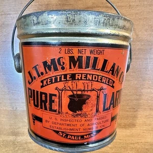 Vintage Small Lard Tin w Bail Handle - Picture 1 of 7