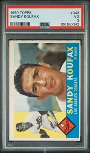 1960 Topps Sandy Koufax #343 PSA 3 VG Los Angeles Dodgers HOF - Picture 1 of 2
