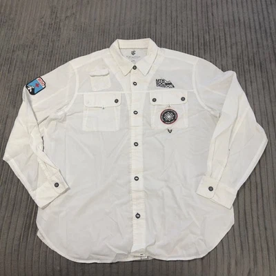 Camisa Rocawear Para Hombres 2XL Blanca Mtn Roc Div Street Wear Abotonada Y2K Ligera Foto 1 de 4