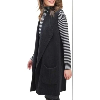 Chaleco tejido Anthropologie Splendid Juliet negro acanalado frente abierto X-pequeño Foto 1 de 4