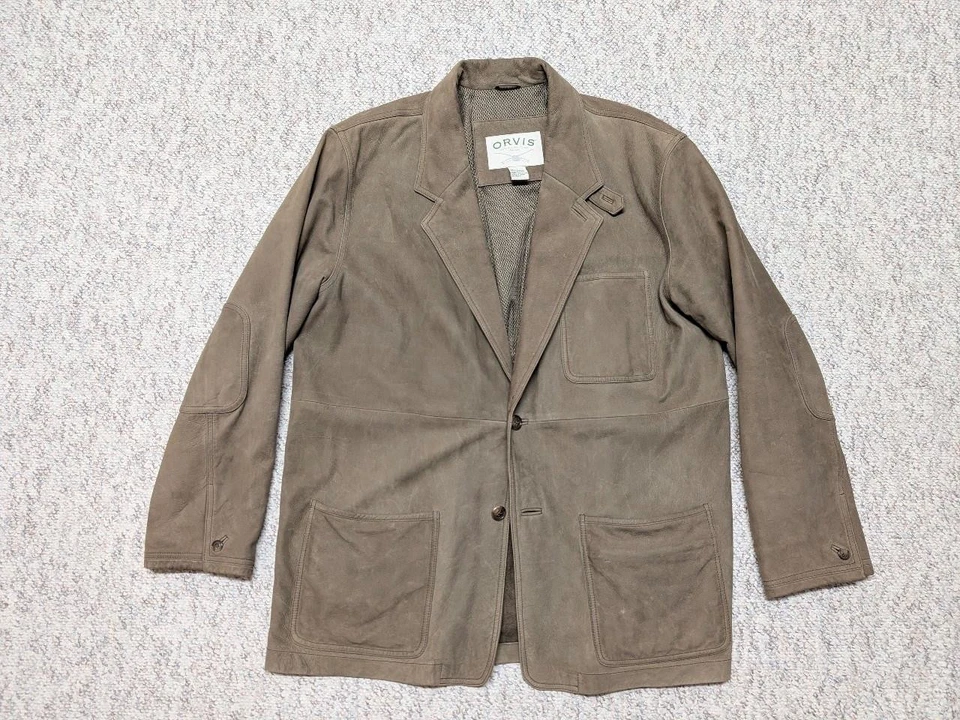 ORVIS leather jacket ZAMBEZI blazer coat L brown (46-48) safari sportscoat - Image 1 of 4