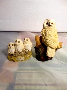 Lotto 2 figurine gufo delle nevi vintage pesanti da collezione - Foto 1 di 2