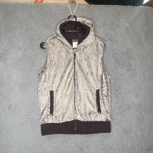 Patagonia Damen Kunstfell Weste Kapuze Oberbekleidung Full Zip Taschen Winter M - Bild 1 von 9