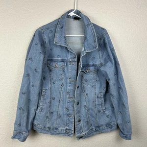 Disney X Hot Topic Women's Lilo & Stitch Jean Denim Jacket Print Stitch Face L - Picture 1 of 9