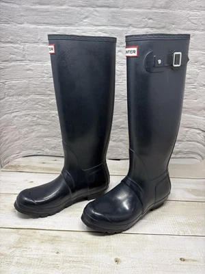Hunter Boots Mujer 8 Hombre’s 7 Original Alto Impermeable Lluvia Negro Goma Hombre’s Foto 1 de 4