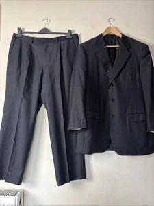Mens Gieves & Hawkes Black Wool Super 120s Suit Jacket 48’ Trousers W38’ L29’ - Picture 1 of 17