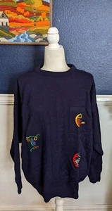 Emerald Isle Navy Blue Crew Neck Knit Irish Ireland Sweater Sz Extra Large XL - Picture 1 of 12